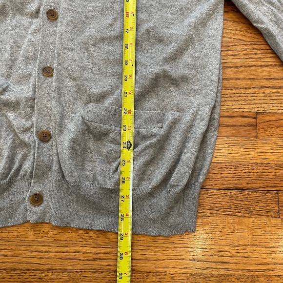 Chaps Gray Cardigan Sweater Mens Button Front Lightweight Cotton Cashmere Size L - Picture 7 of 10